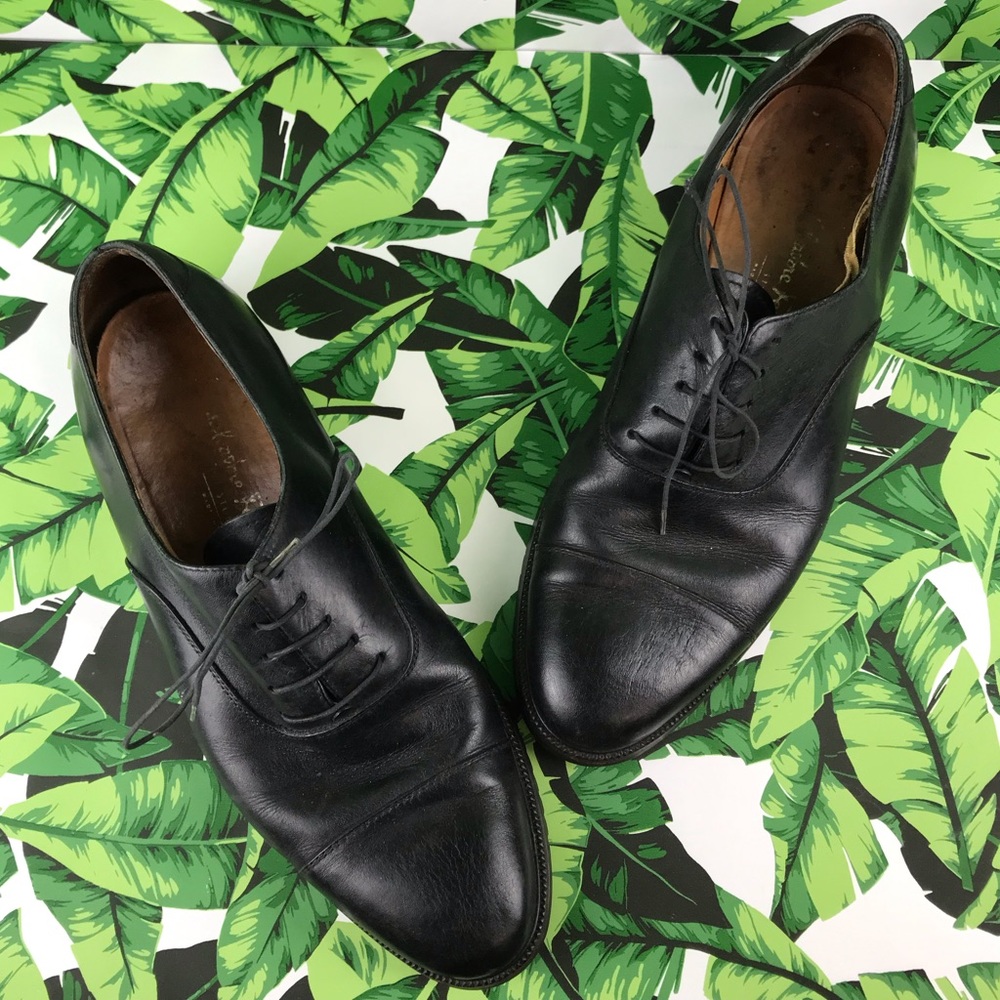 Salvatore Ferragamo Black Leather Oxfords